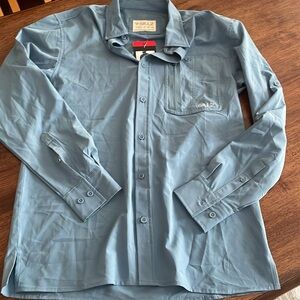 Gillz deep sea woven blue upf 30+ active button down